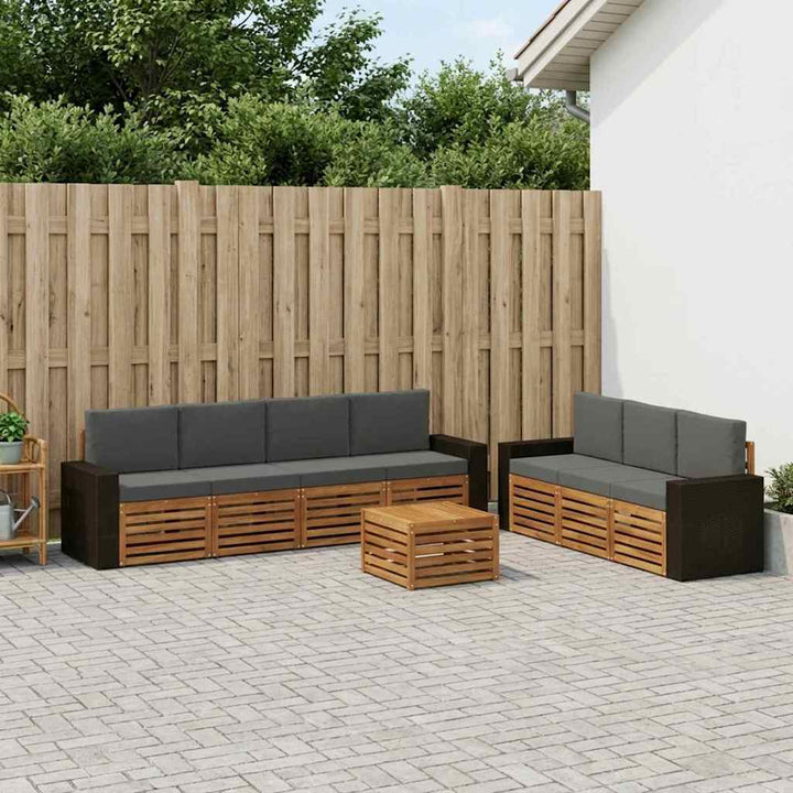 Sofasæt med pude 8 pcs Massivt Akacietræ