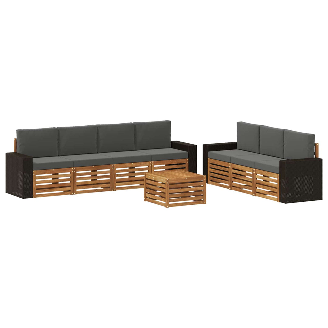 Sofasæt med pude 8 pcs Massivt Akacietræ