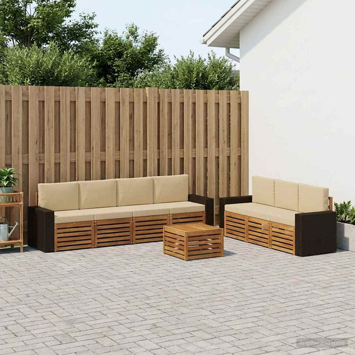 Sofasæt med pude 8 pcs Massivt Akacietræ