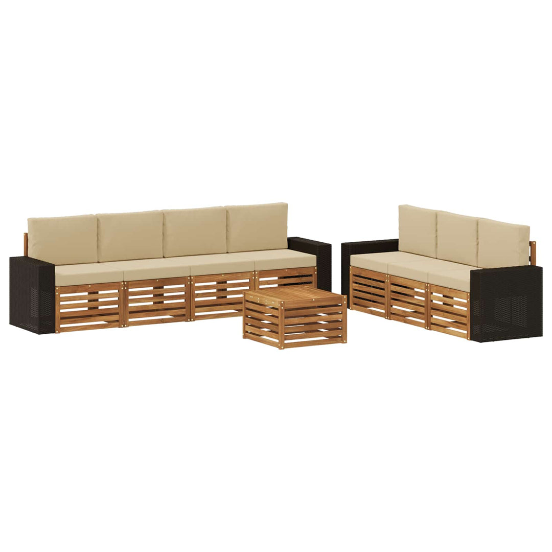 Sofasæt med pude 8 pcs Massivt Akacietræ