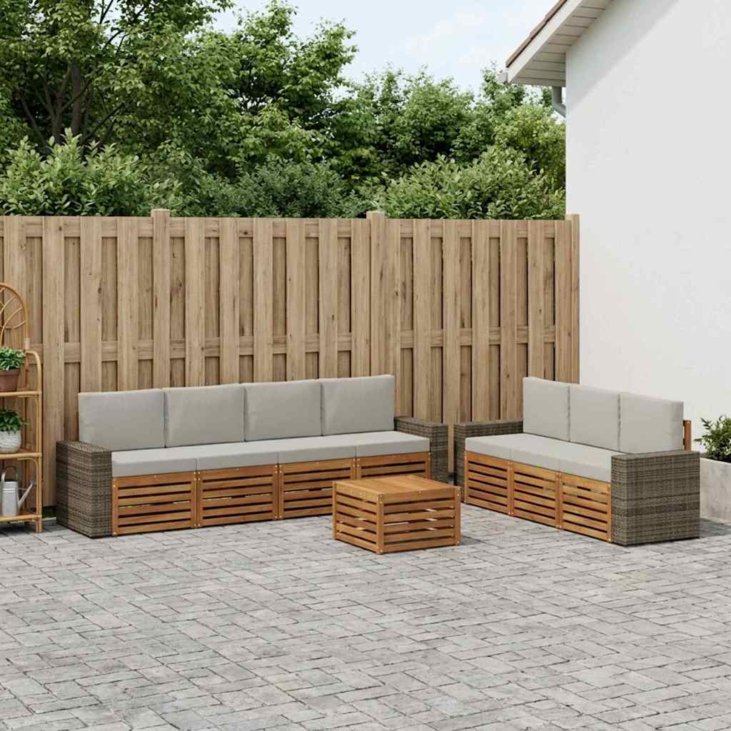 Sofasæt med pude 8 pcs Massivt Akacietræ