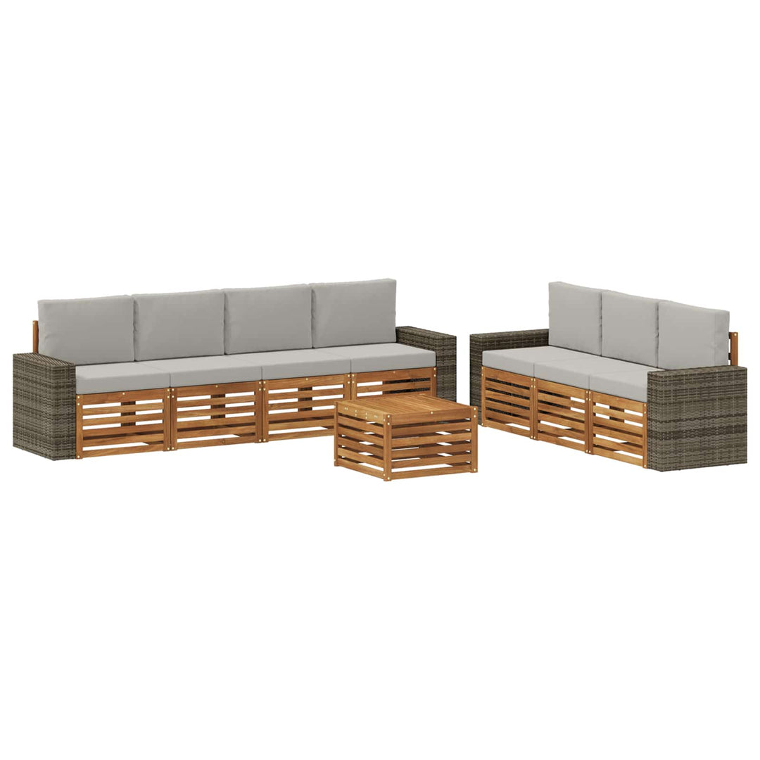 Sofasæt med pude 8 pcs Massivt Akacietræ