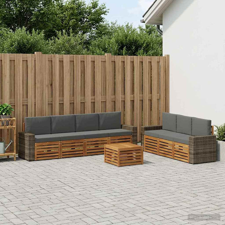 Sofasæt med pude 8 pcs Massivt Akacietræ
