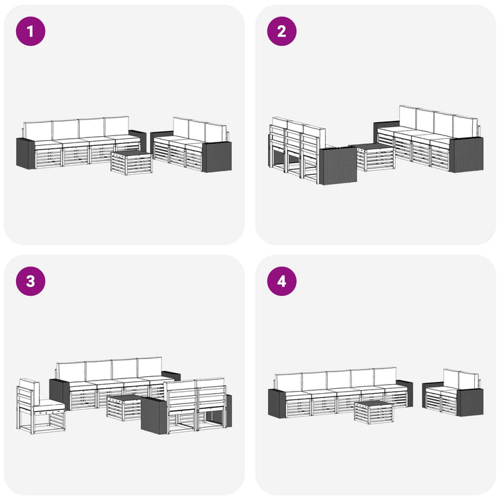 Sofasæt med pude 8 pcs Massivt Akacietræ