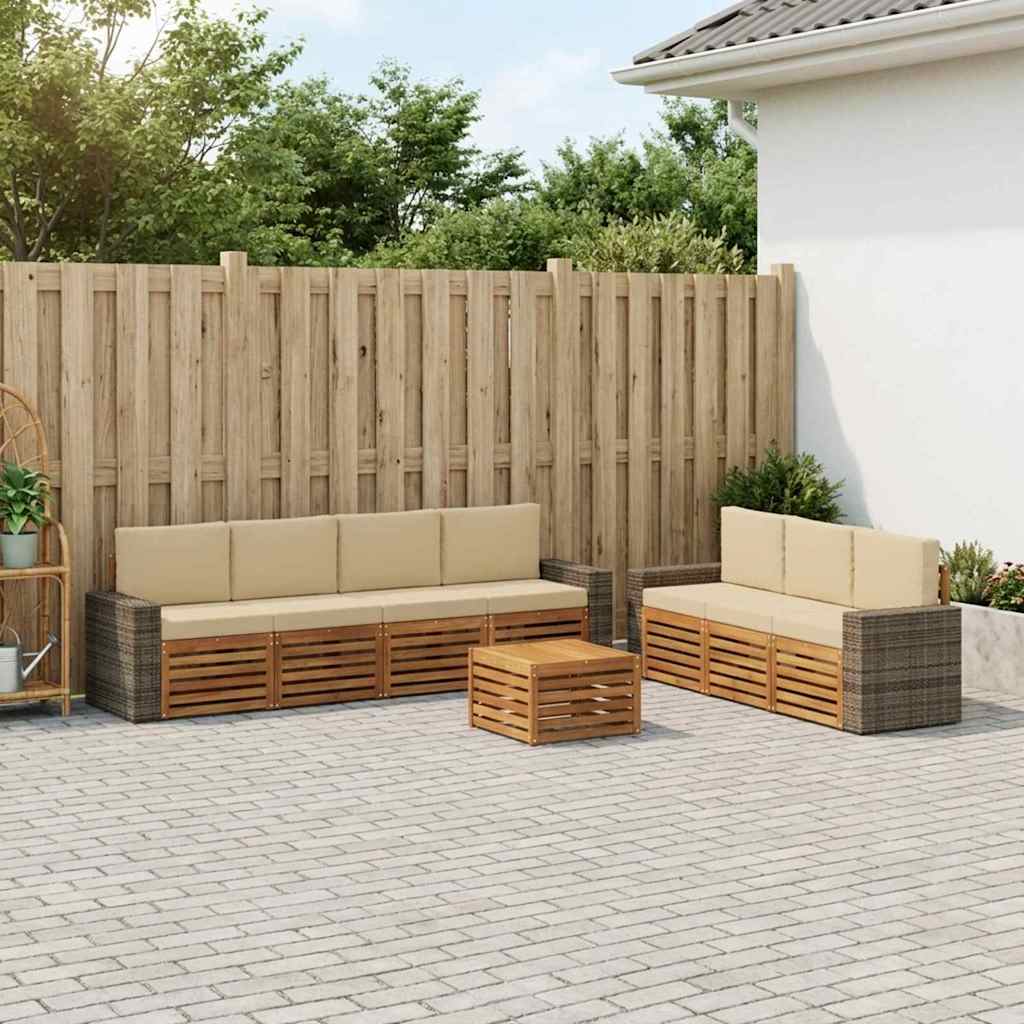 Sofasæt med pude 8 pcs Massivt Akacietræ