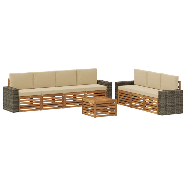 Sofasæt med pude 8 pcs Massivt Akacietræ