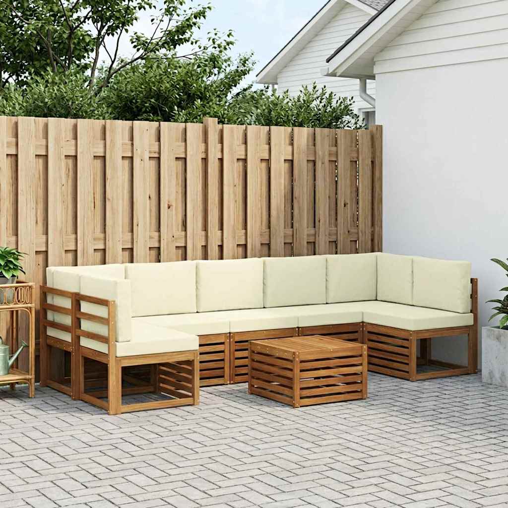 Udendørs sofagruppe 8 pcs Naturlig og Fløde Massivt Akacietræ