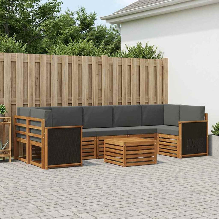 Udendørs sofagruppe med pude 8 pcs Naturlig og Antracit