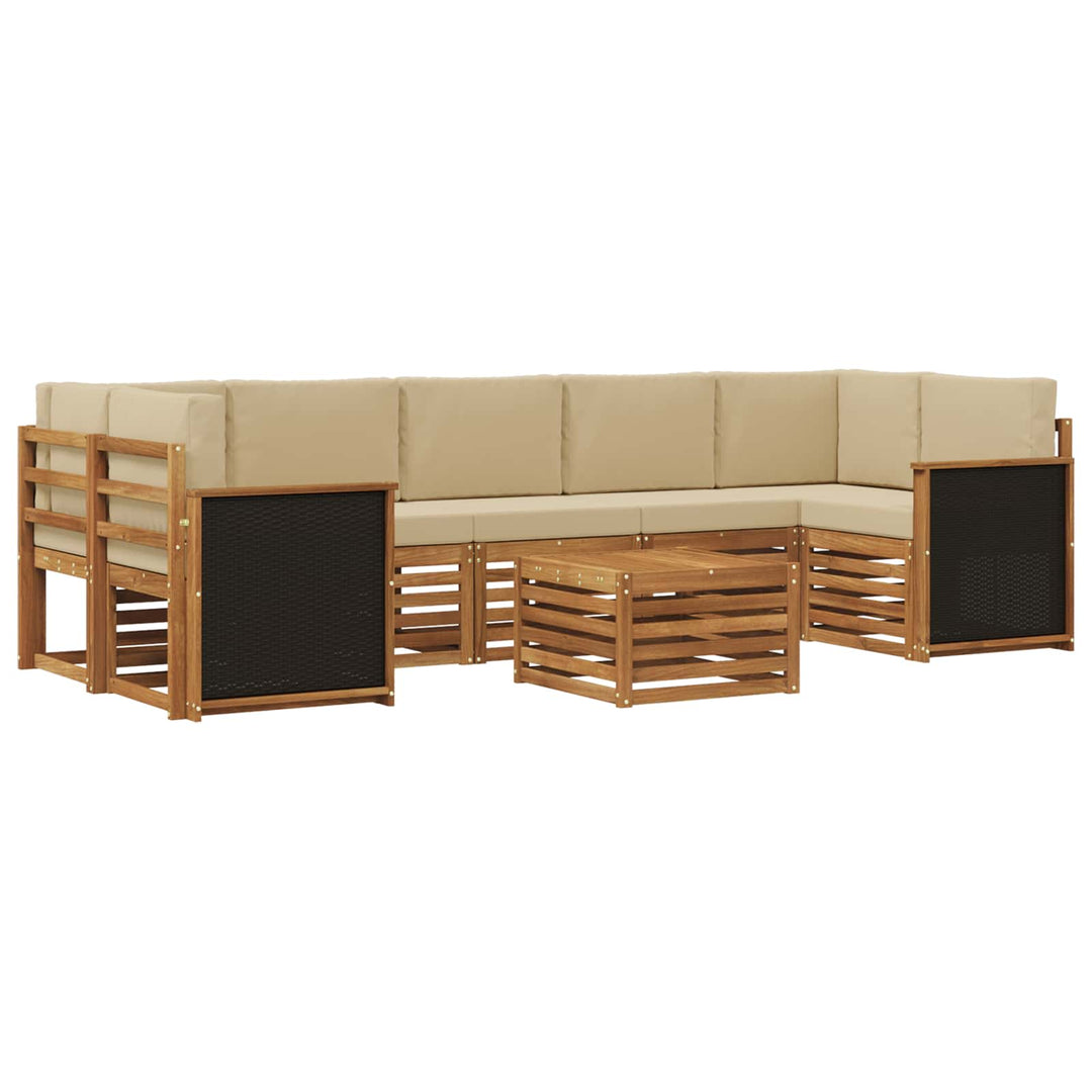 Udendørs sofagruppe 8 pcs Naturlig og Beige Massivt Akacietræ