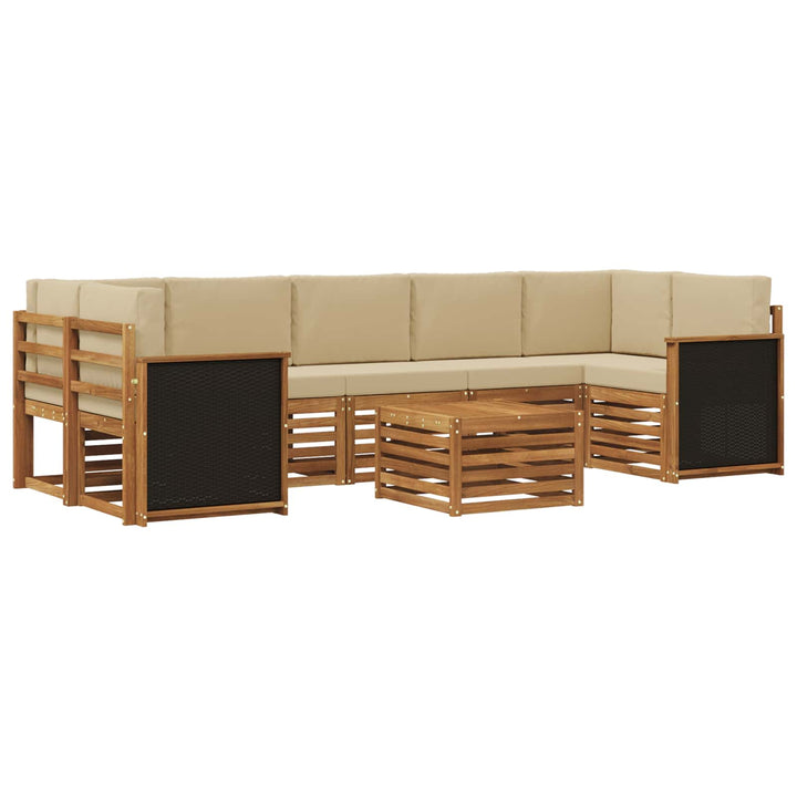Udendørs sofagruppe 8 pcs Naturlig og Beige Massivt Akacietræ