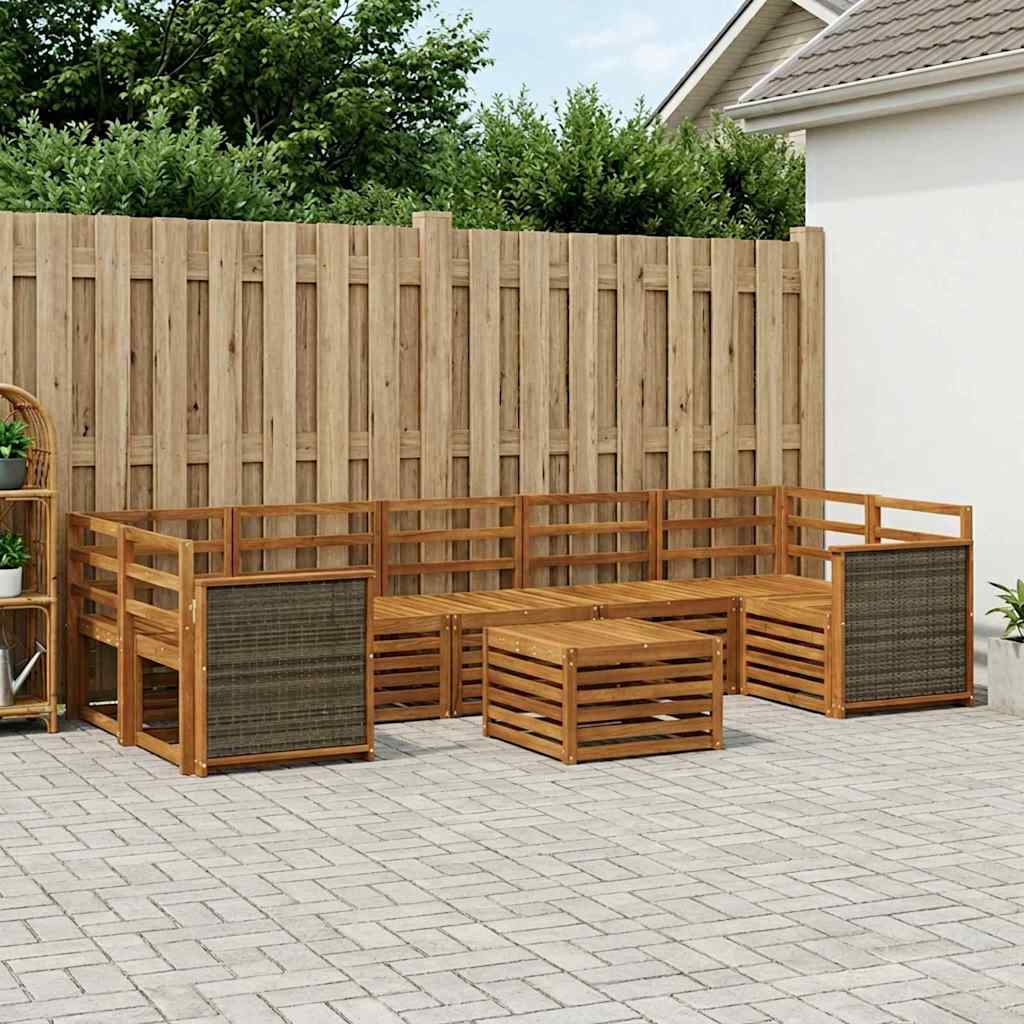 Udendørs sofagruppe 8 pcs Naturfarvet Massivt Akacietræ