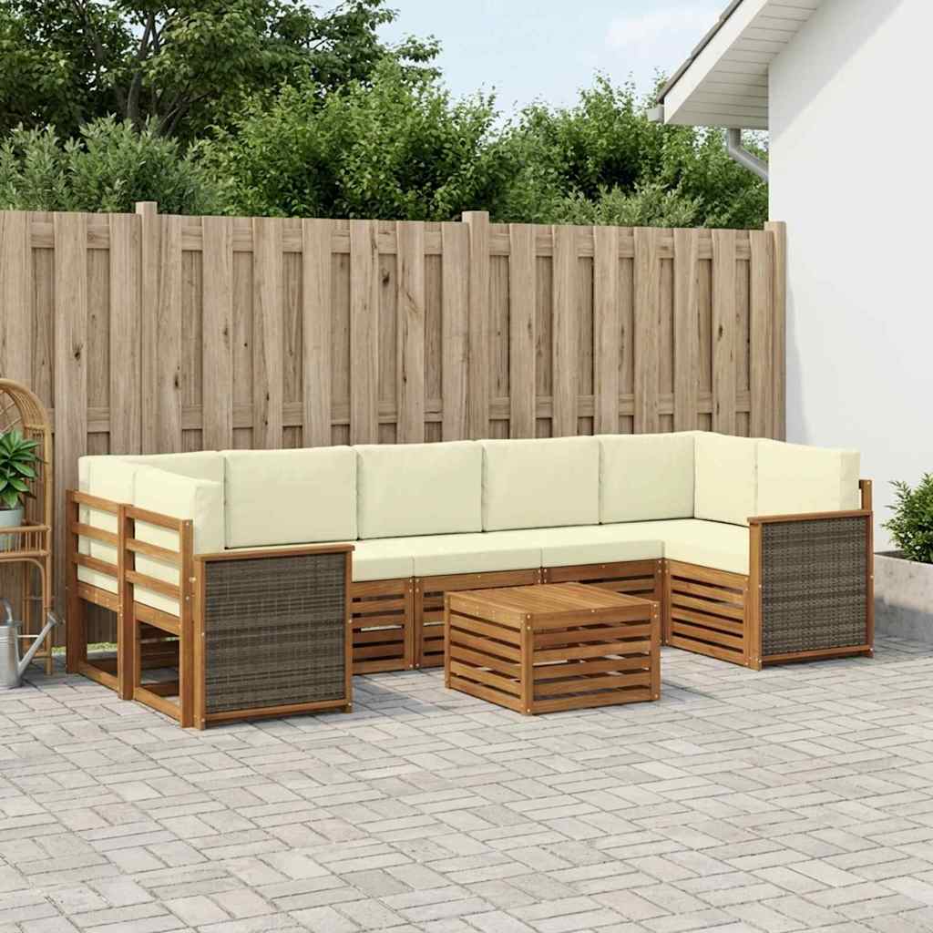 Udendørs sofagruppe 8 pcs Naturlig og Fløde Massivt Akacietræ