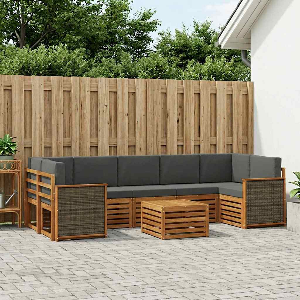 Udendørs sofagruppe med pude 8 pcs Naturlig og Antracit