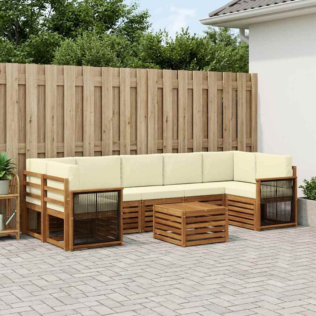 Udendørs sofagruppe 8 pcs Naturlig og Fløde Massivt Akacietræ