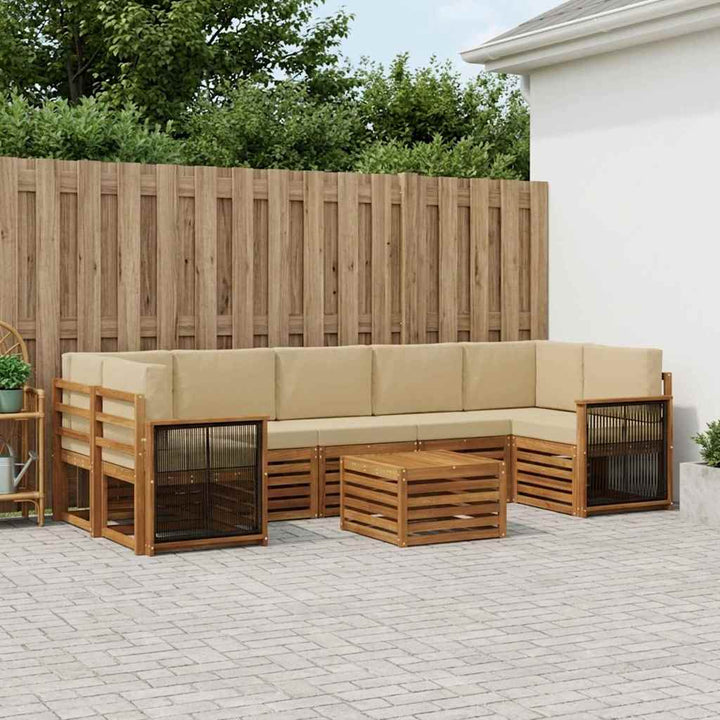 Udendørs sofagruppe 8 stk. Naturlig og Beige Massivt Akacietræ
