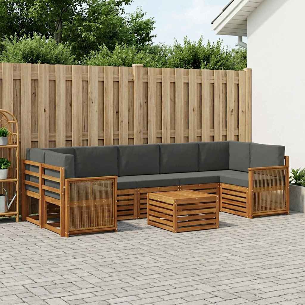 Udendørs sofagruppe 8 stk. Naturlig og Antracit