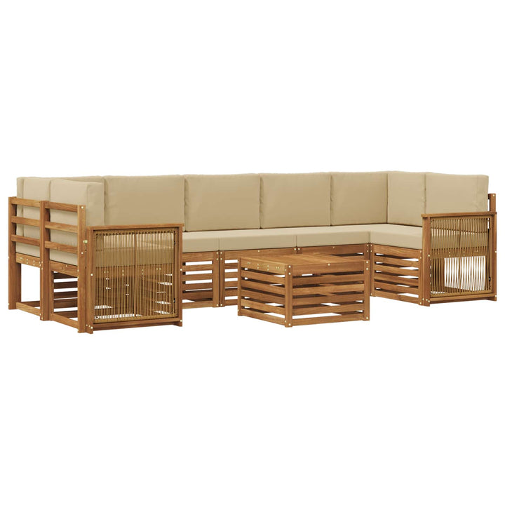 Udendørs sofagruppe 8 stk. Naturlig og Beige Massivt Akacietræ