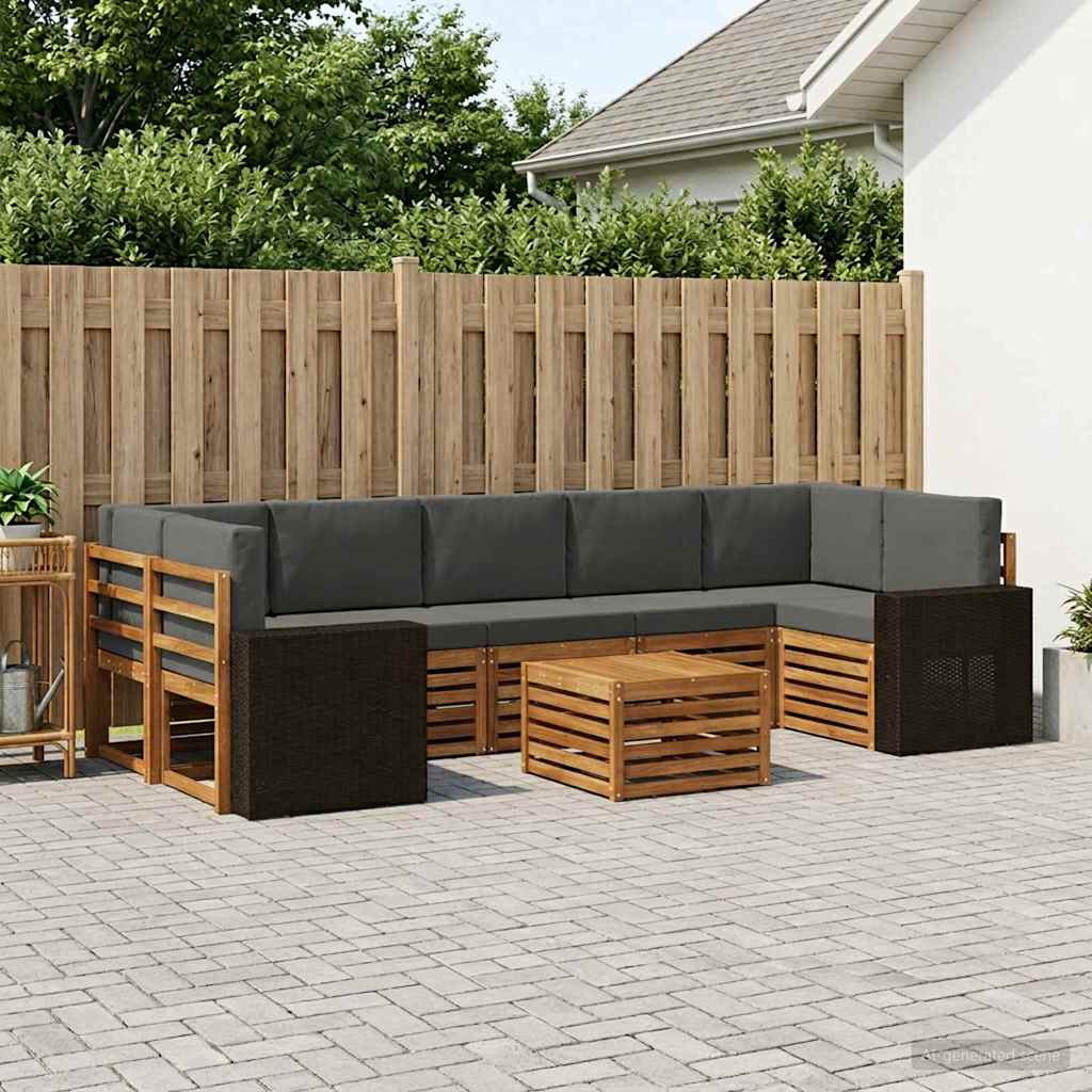 Udendørs sofagruppe med pude 8 pcs Naturlig og Antracit