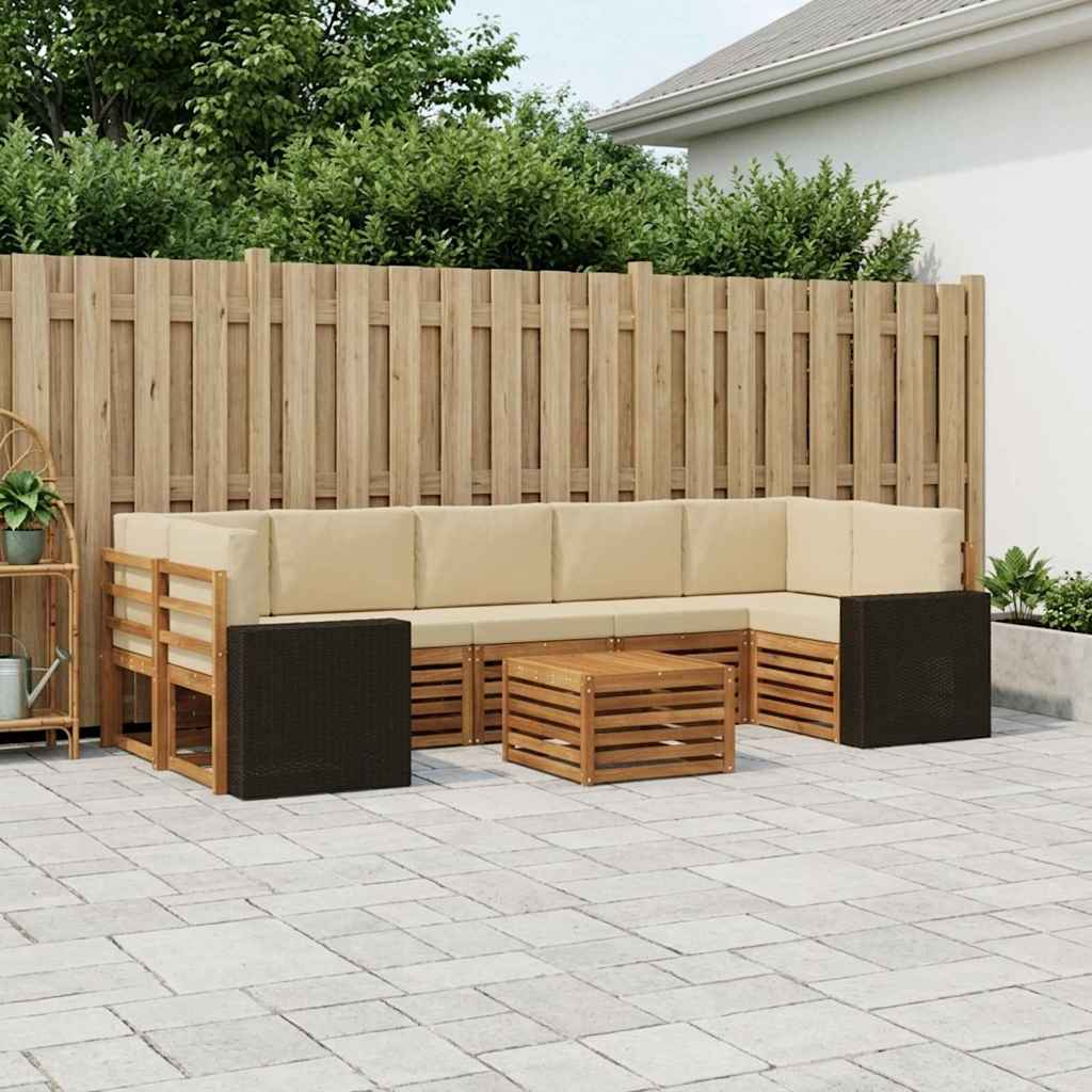 Udendørs sofagruppe 8 pcs Naturlig og Beige Massivt Akacietræ