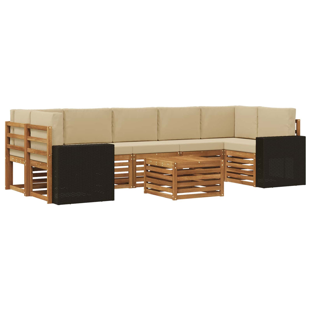 Udendørs sofagruppe 8 pcs Naturlig og Beige Massivt Akacietræ
