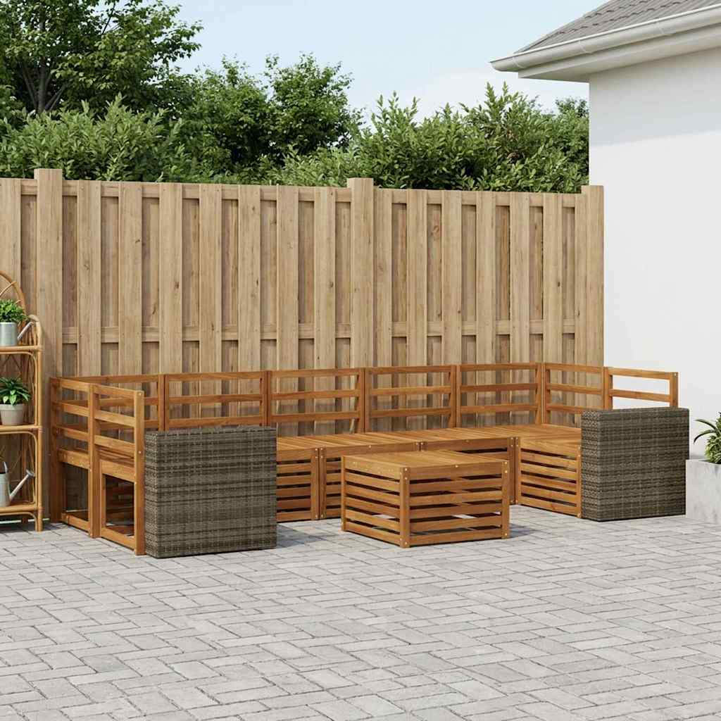 Udendørs sofagruppe 8 pcs Naturfarvet Massivt Akacietræ