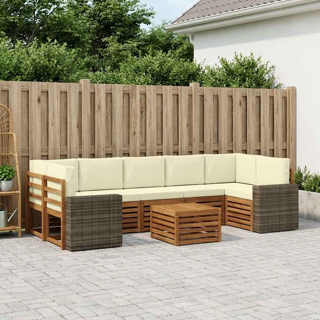 Udendørs sofagruppe 8 pcs Naturlig og Fløde Massivt Akacietræ