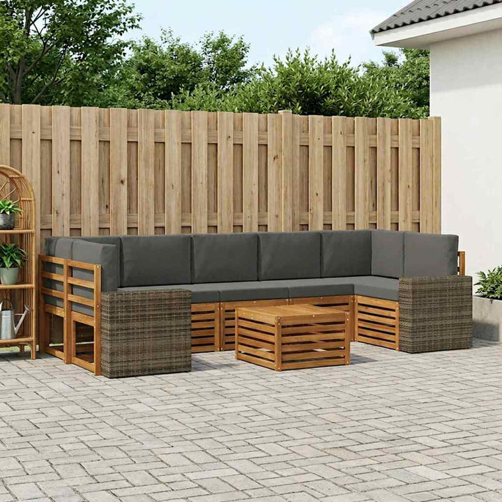 Udendørs sofagruppe med pude 8 pcs Naturlig og Antracit