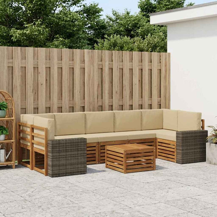 Udendørs sofagruppe 8 pcs Naturlig og Beige Massivt Akacietræ