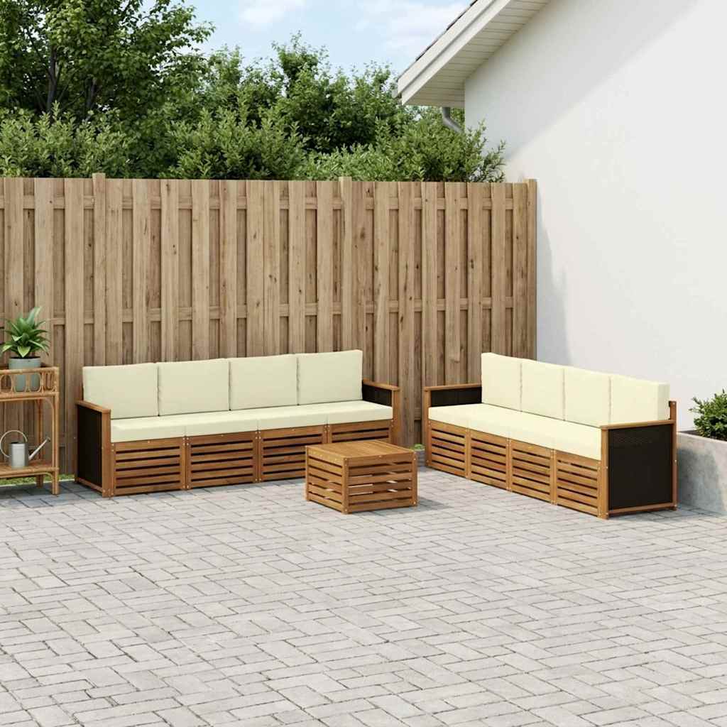 Sofasæt med pude 9 pcs Massivt Akacietræ