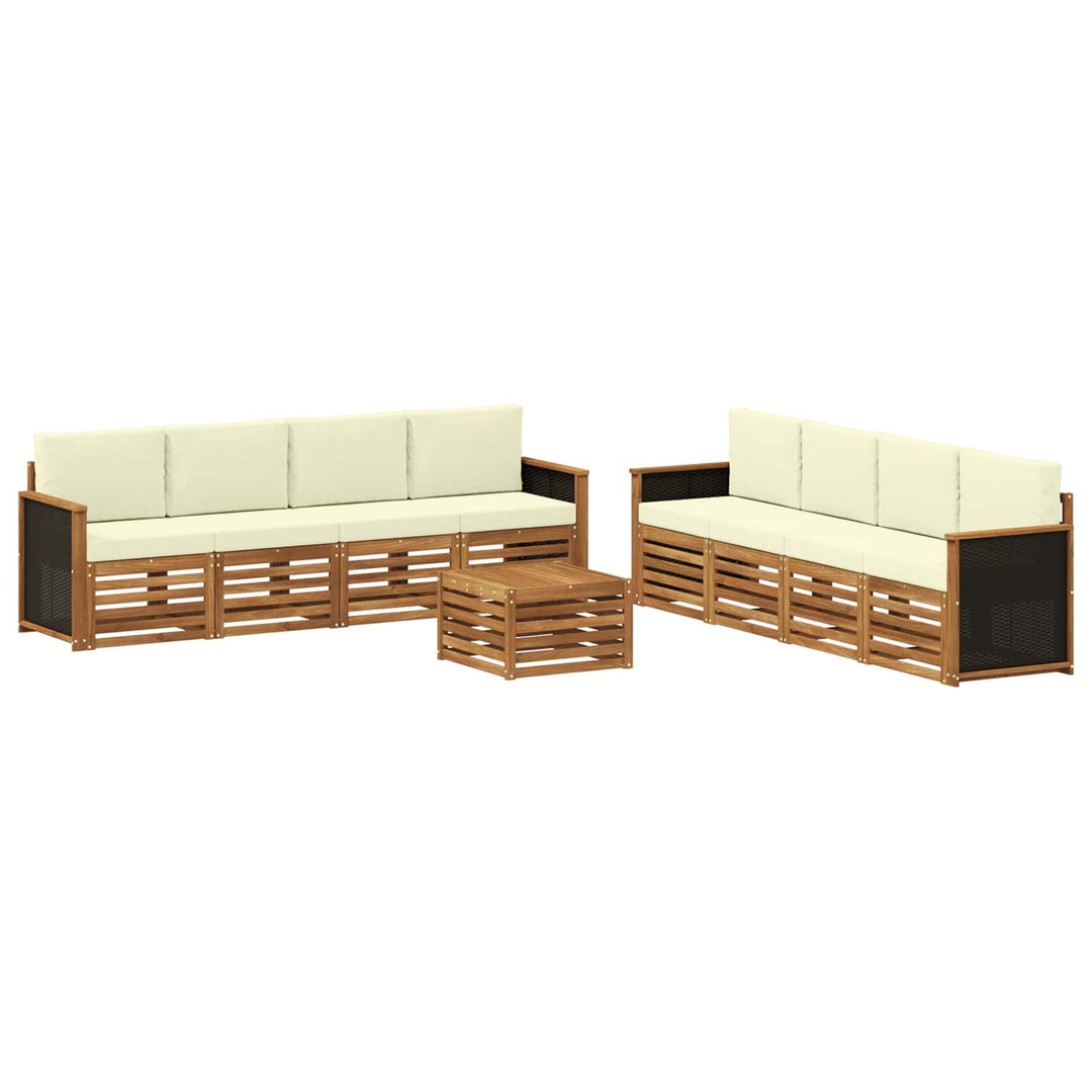 Sofasæt med pude 9 pcs Massivt Akacietræ