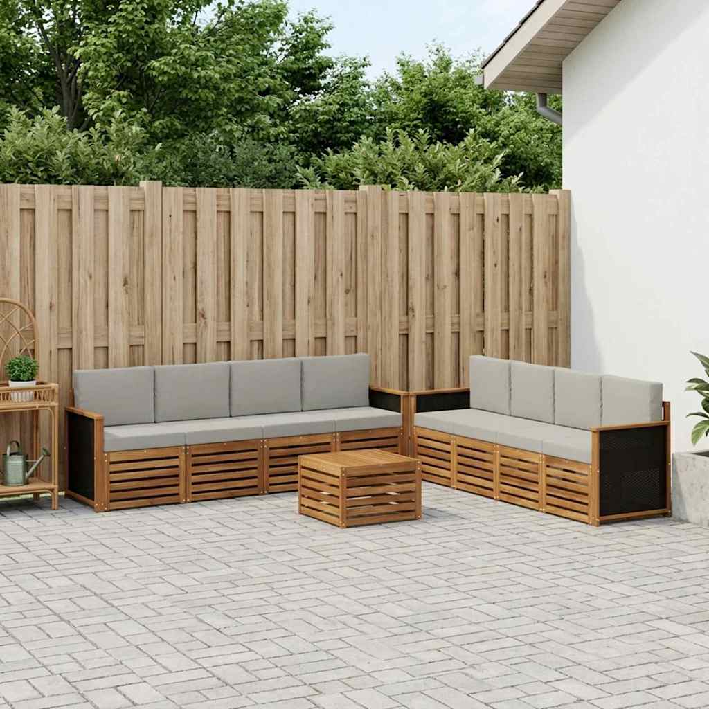 Sofasæt med pude 9 pcs Massivt Akacietræ