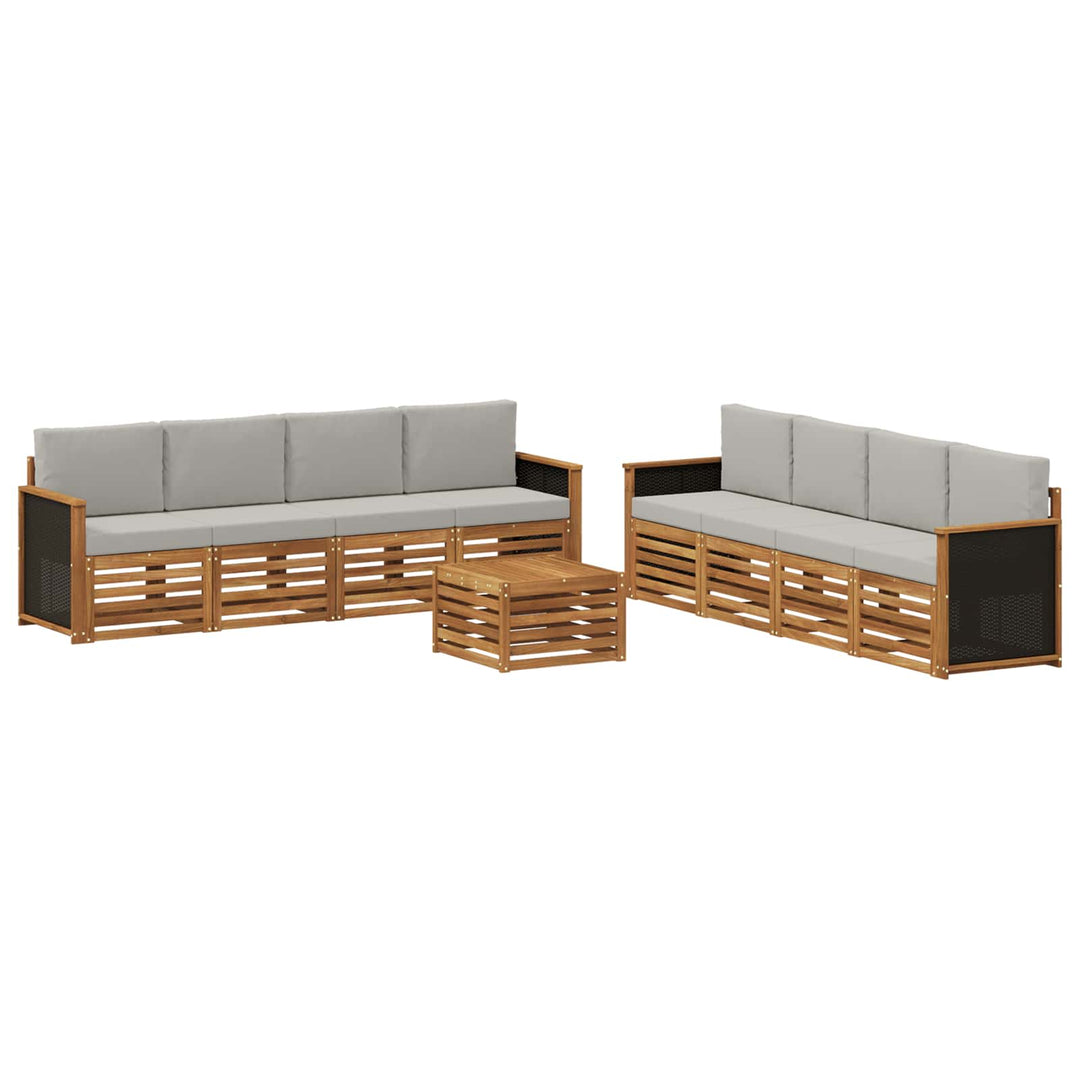 Sofasæt med pude 9 pcs Massivt Akacietræ