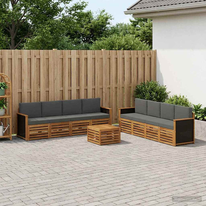 Sofasæt med pude 9 pcs Massivt Akacietræ