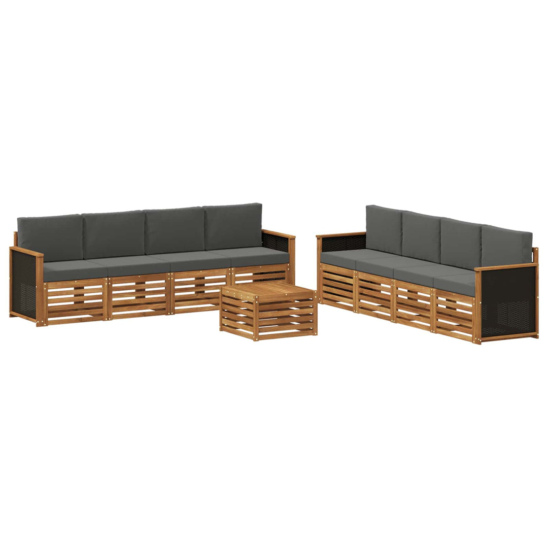 Sofasæt med pude 9 pcs Massivt Akacietræ