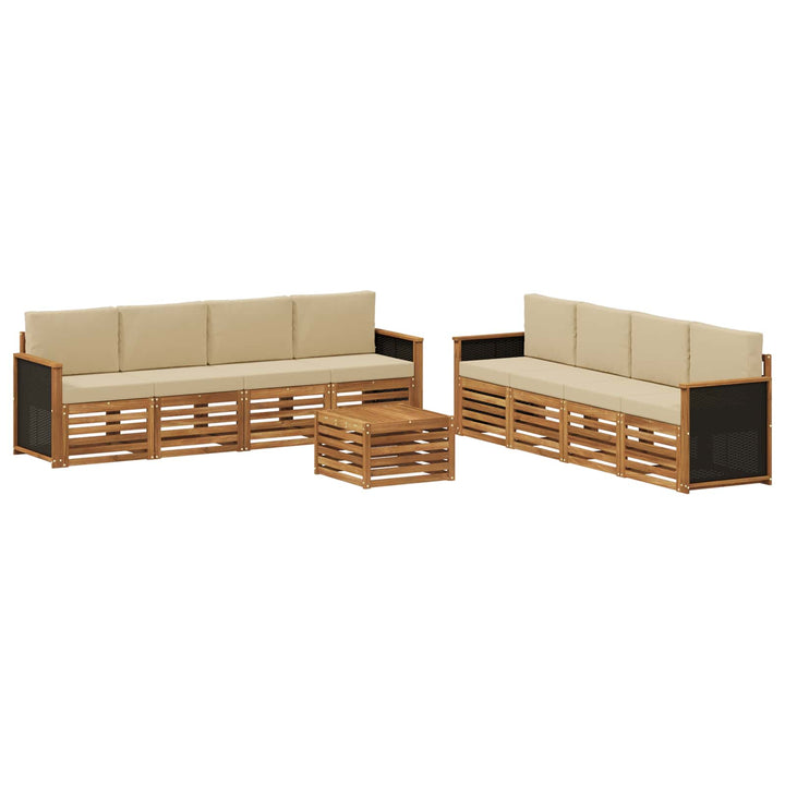 Sofasæt med pude 9 pcs Massivt Akacietræ
