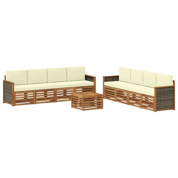 Sofasæt med pude 9 pcs Massivt Akacietræ