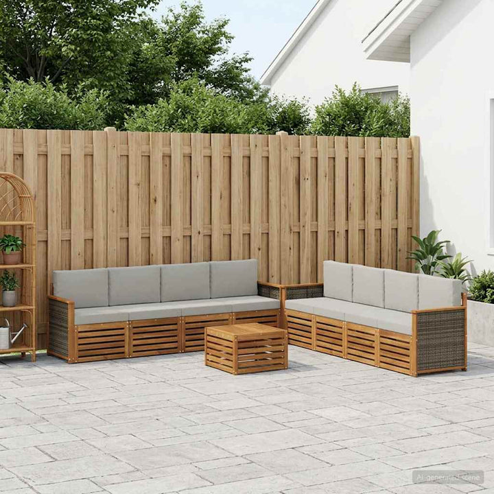 Sofasæt med pude 9 pcs Massivt Akacietræ