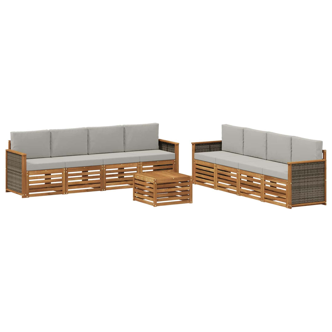 Sofasæt med pude 9 pcs Massivt Akacietræ