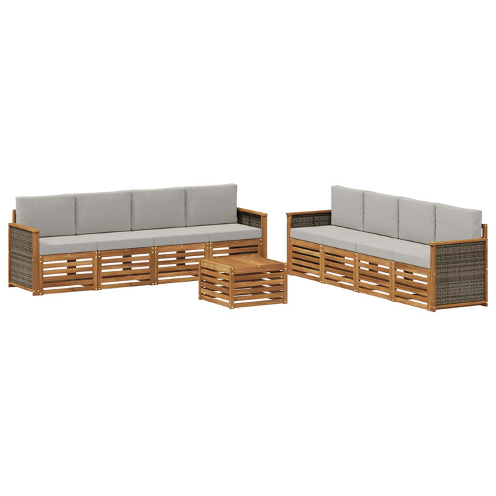 Sofasæt med pude 9 pcs Massivt Akacietræ
