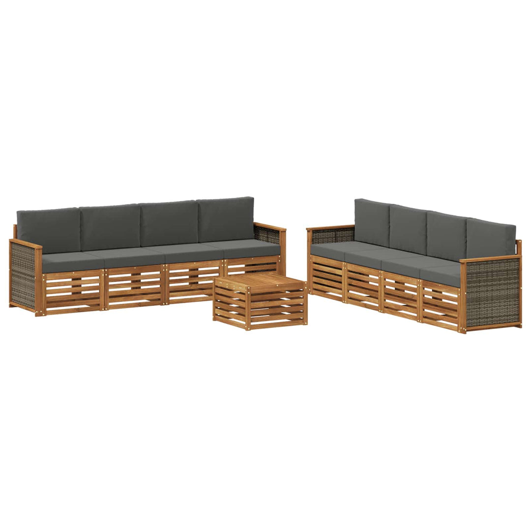 Sofasæt med pude 9 pcs Massivt Akacietræ