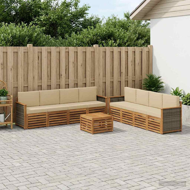 Sofasæt med pude 9 pcs Massivt Akacietræ