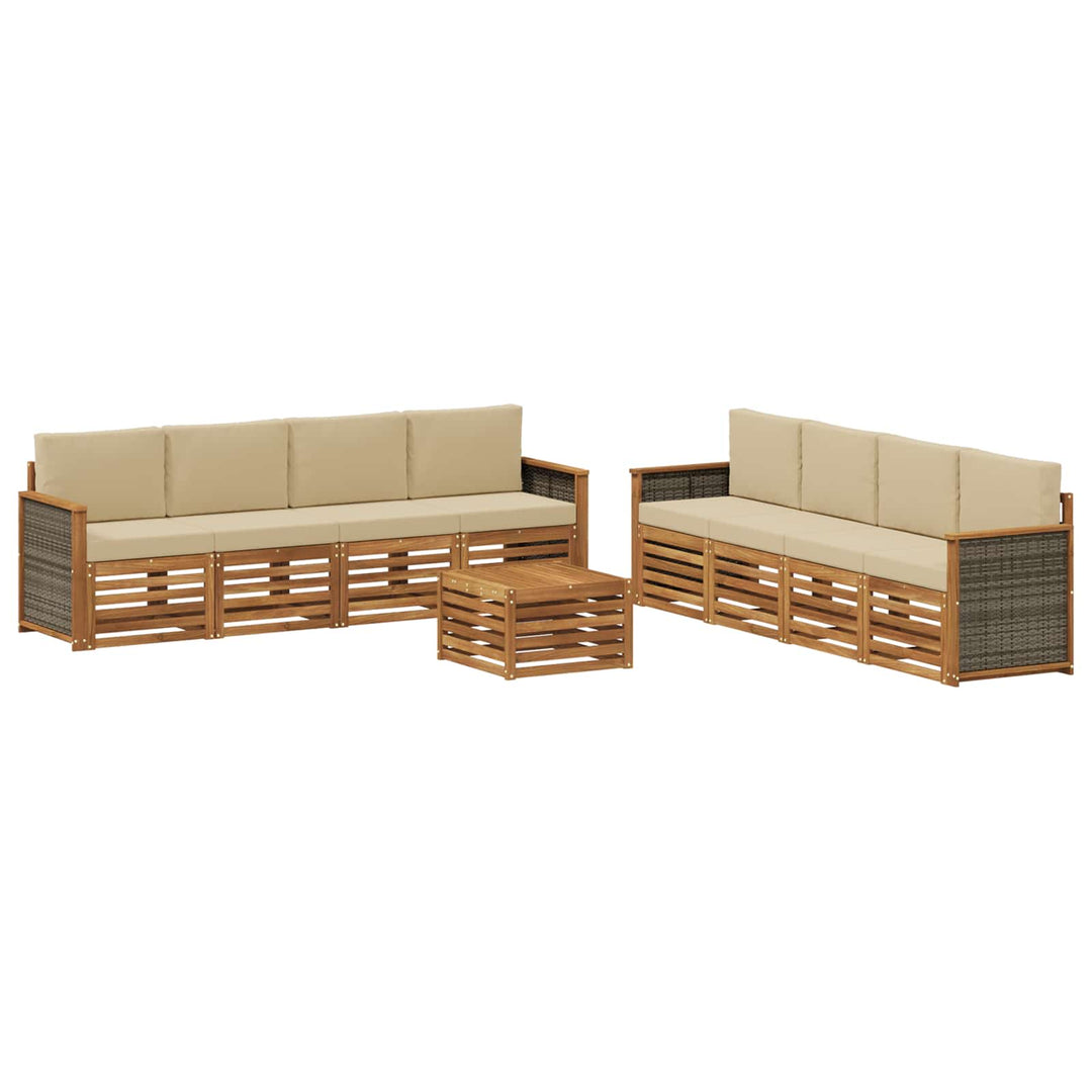 Sofasæt med pude 9 pcs Massivt Akacietræ