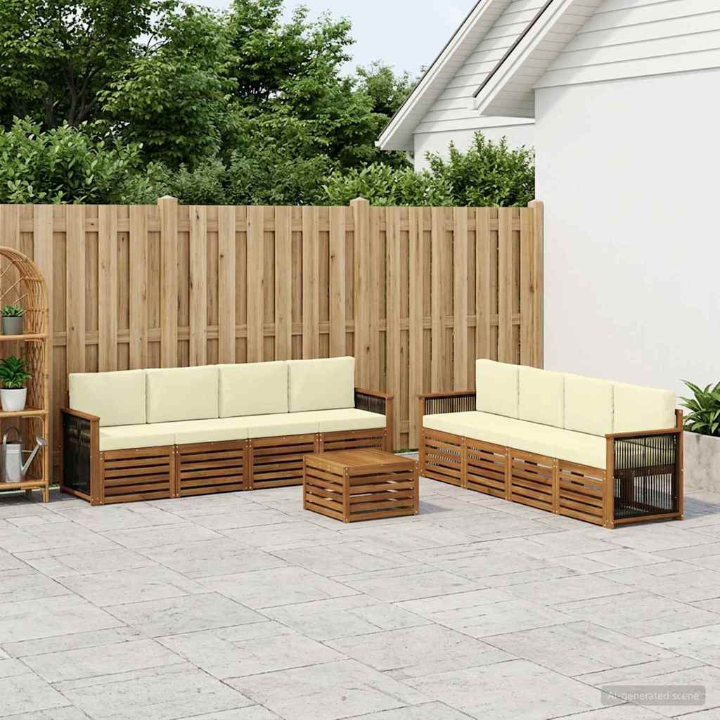 Sofasæt med pude 9 pcs Massivt Akacietræ