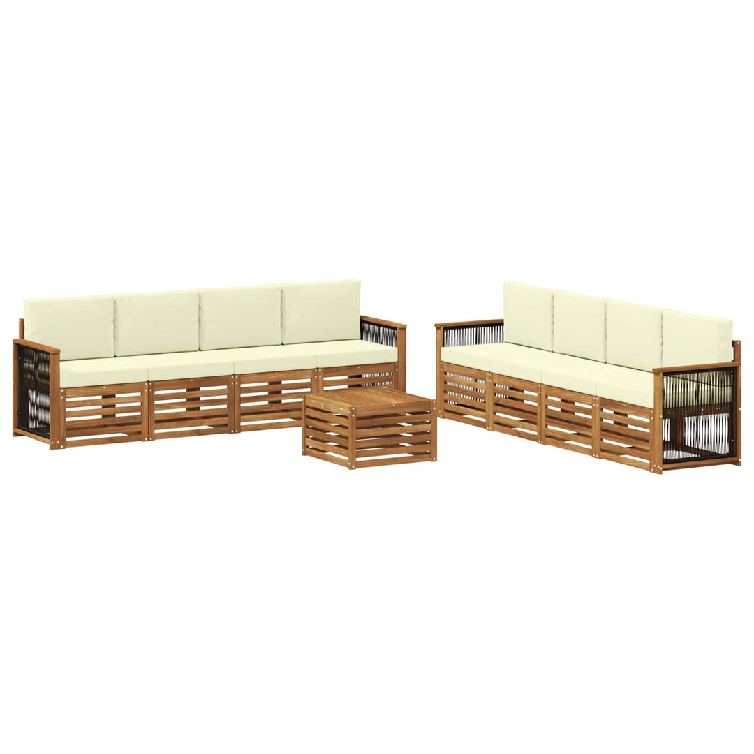 Sofasæt med pude 9 pcs Massivt Akacietræ