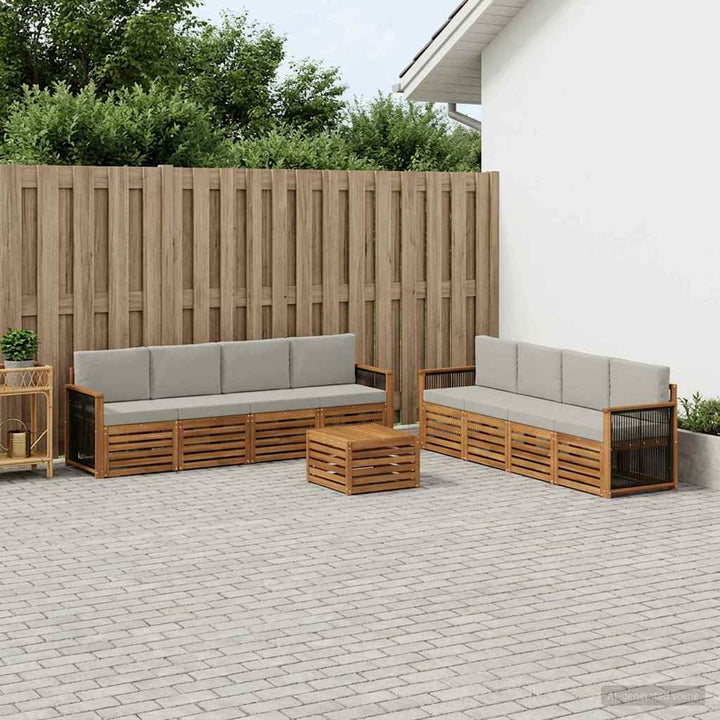 Sofasæt med pude 9 pcs Massivt Akacietræ