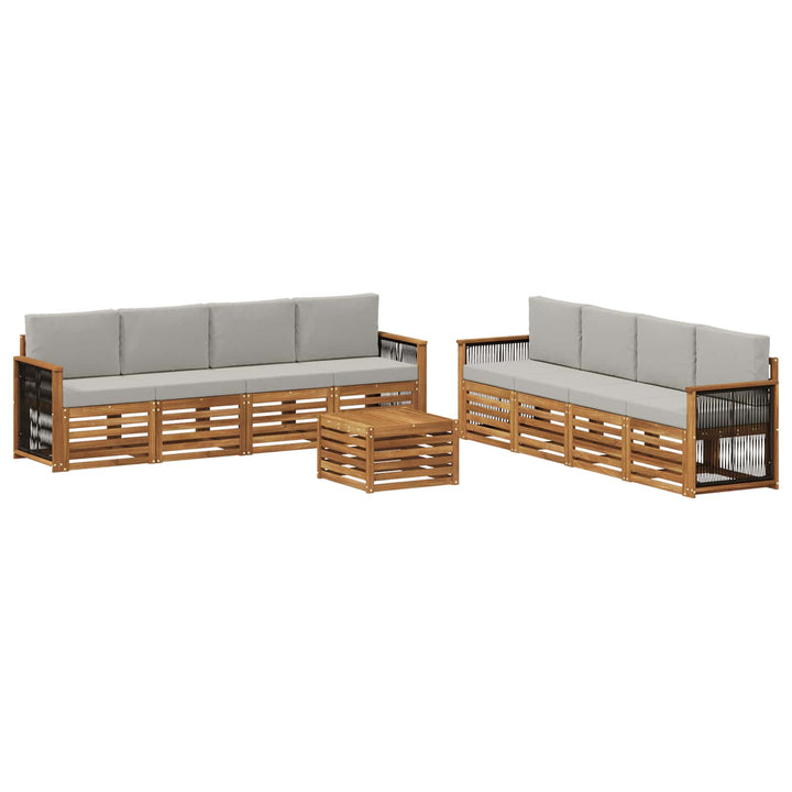 Sofasæt med pude 9 pcs Massivt Akacietræ