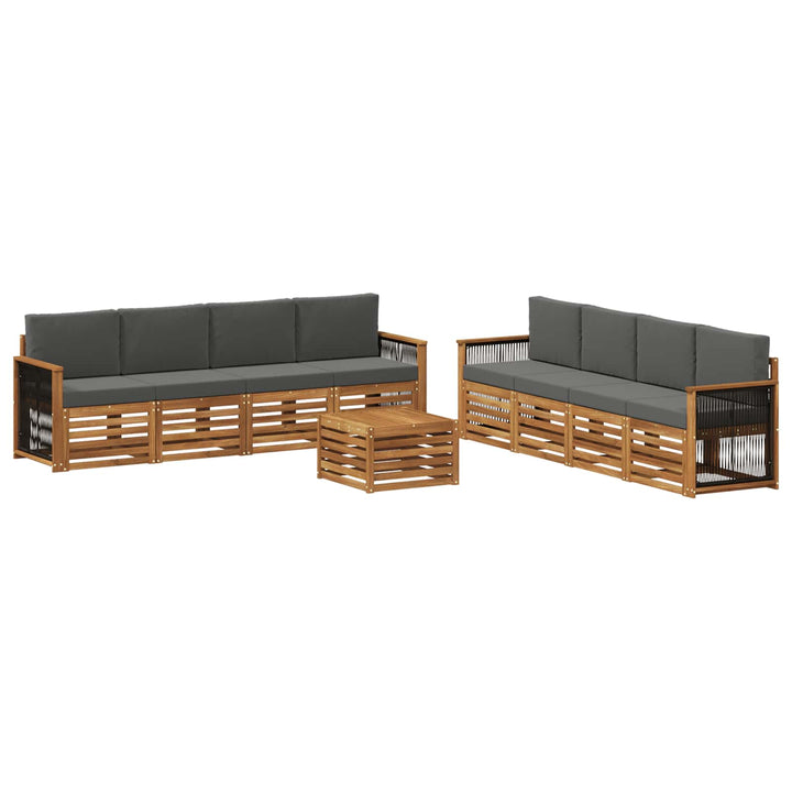 Sofasæt med pude 9 pcs Massivt Akacietræ