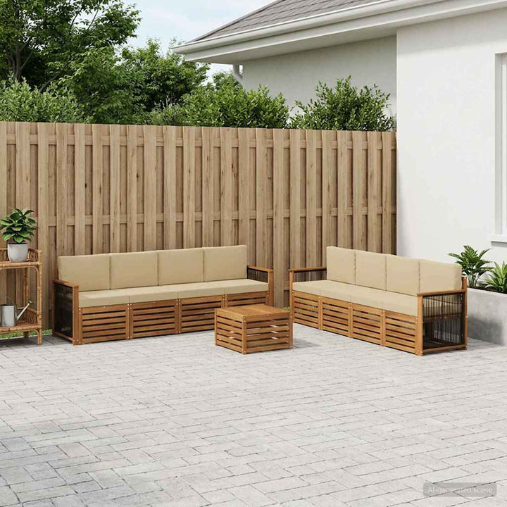 Sofasæt med pude 9 pcs Massivt Akacietræ