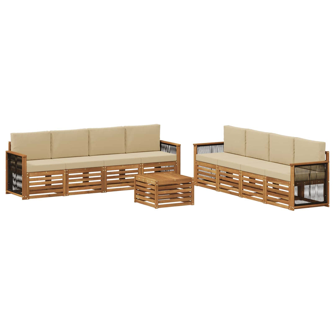 Sofasæt med pude 9 pcs Massivt Akacietræ