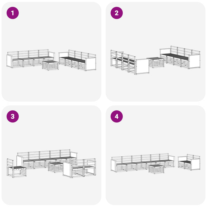 Sofasæt 9 pcs Massivt Akacietræ
